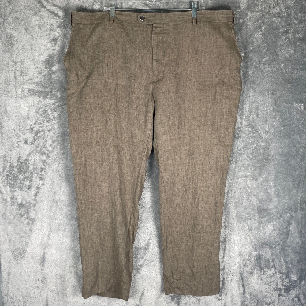 Joseph Abboud Trousers Mens 48 Fits 44 Brown EUC Linen Italian Fabric Heritage